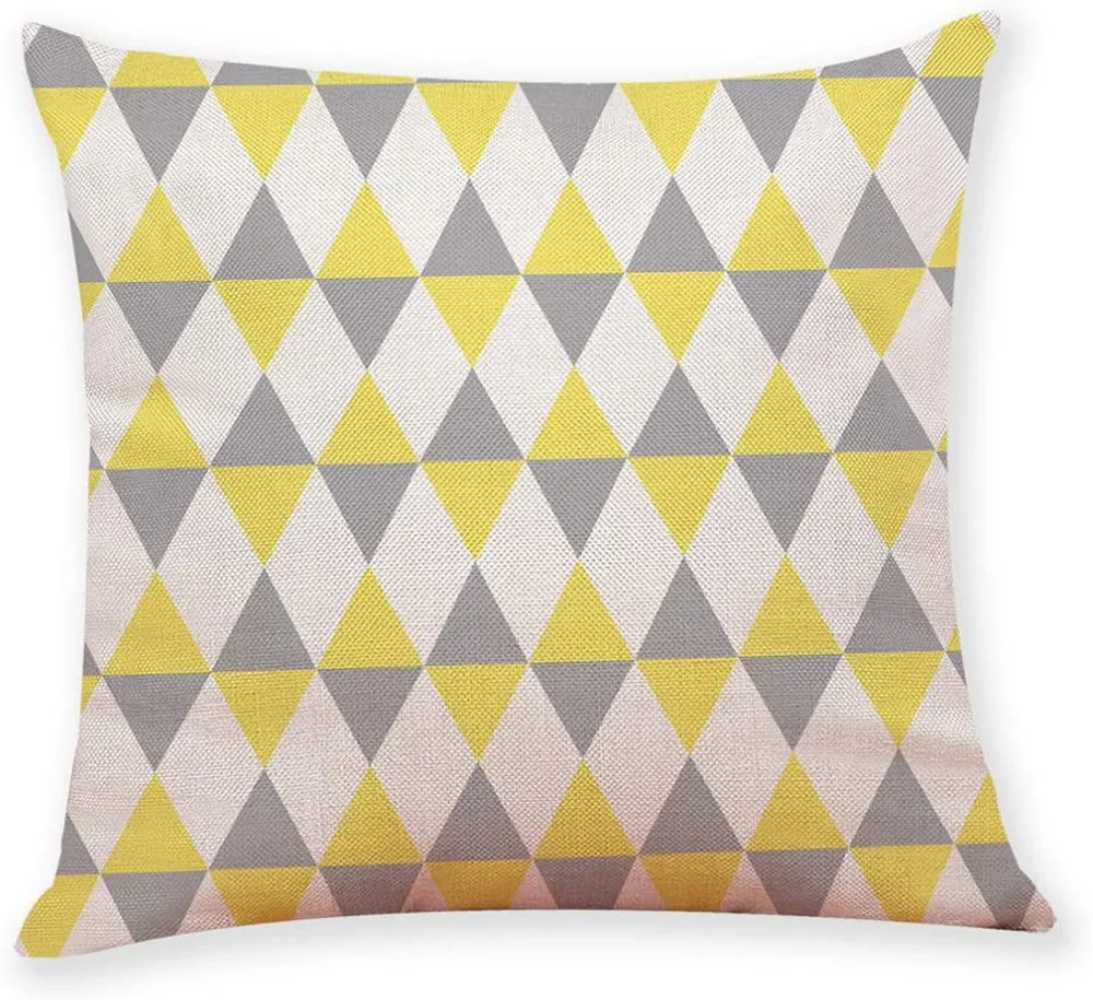 45*45 см мягкая льняная наволочка квадратная желтый серый абстрактный