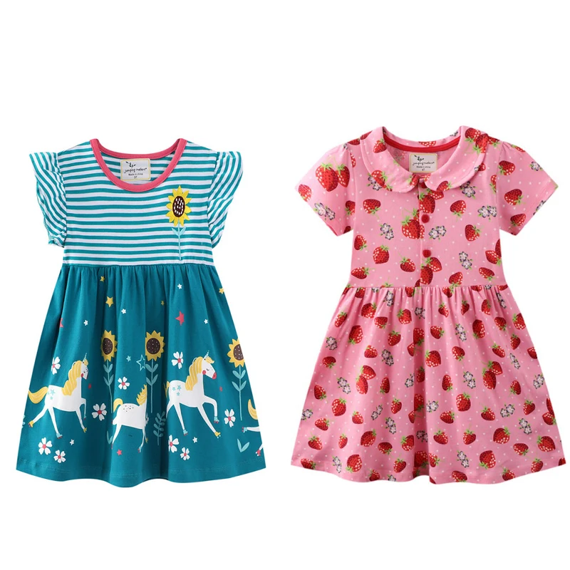 

Dress 2021 New Girls Dress Kids Clothes Summer Brand Baby Cartoon Unicorn Cotton Princess Dress Children Short Sleeve Clothing