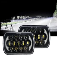 1pair rectangle plug h6054 led cree headlight 7x6 headlamp drl hilow beam for jeep wrangler yj cherokee xj pickup truck
