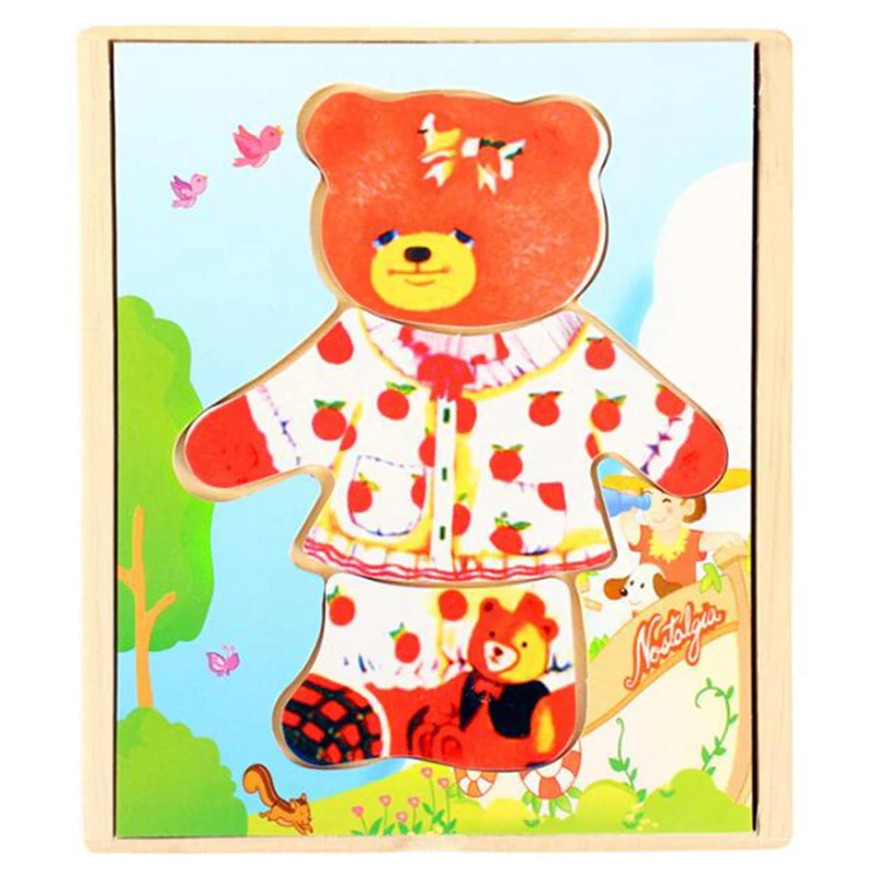 Детские игрушки трехмерные набор одежды с изображением деревянного медведя