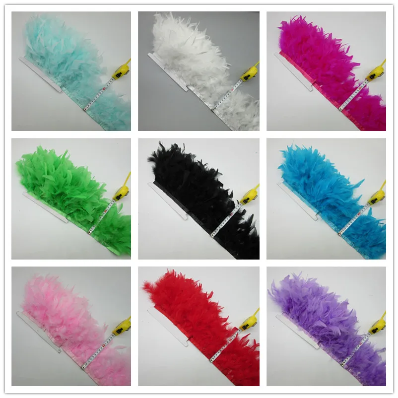 

Wholesale 10Meters/Lot Turkey Feather Fringe Trim 4-6inch Marabou Feathers Trimming Skirt Dress Trims Ribbon Feathers for Crafts