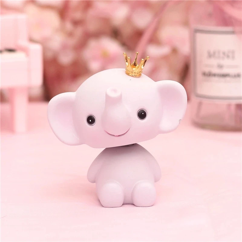 

Cartoon Elephant Resin Figure Luxury Car Ornament Home Decor Animal Cabinet Figurines Miniature With Crown Kids Birthday Gifts