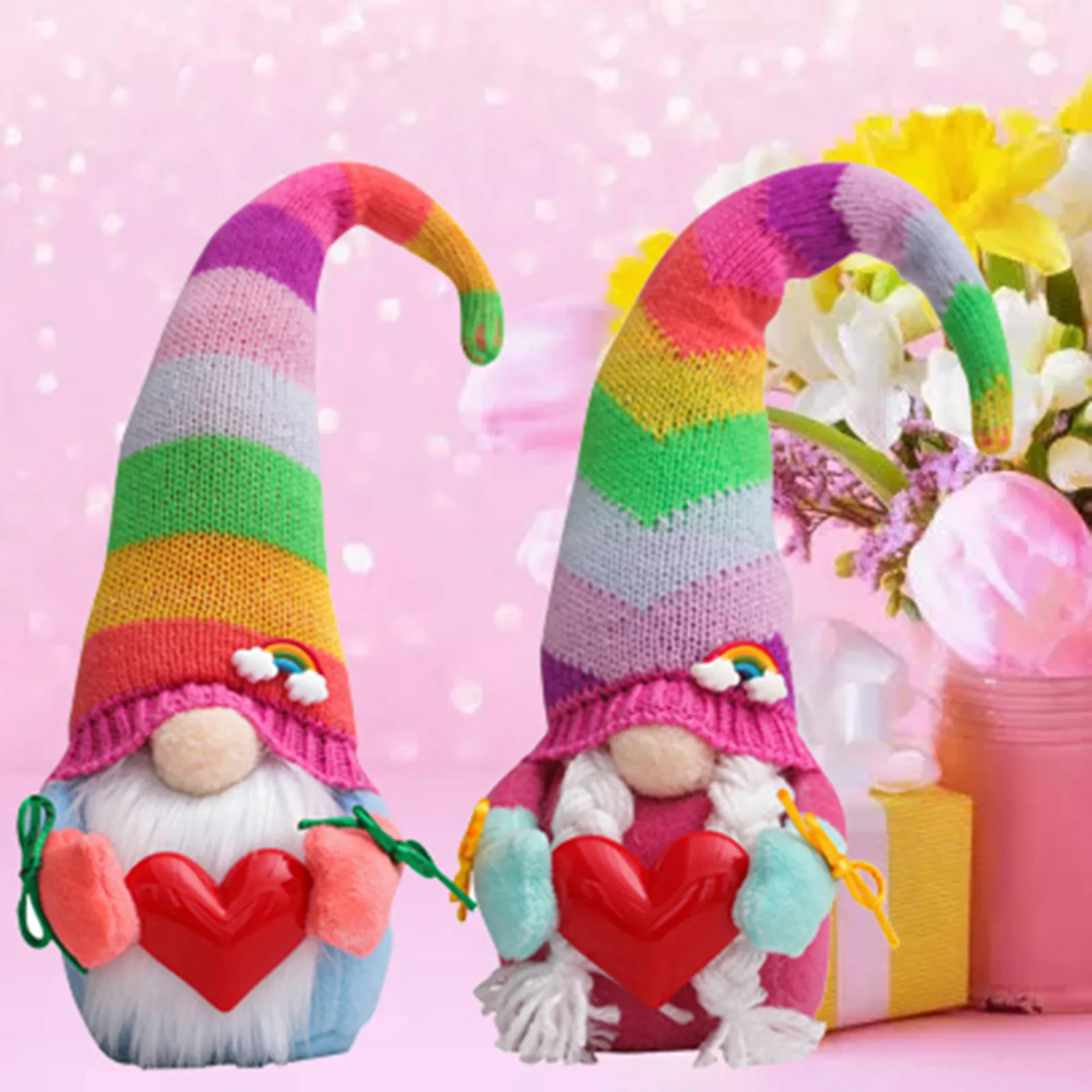 1pc Christmas Rainbow Gnome Faceless Plush Doll Scandinavian Tomte Nisse Pride Nordic Home Decor Colorful Dwarf for Kids - купить по