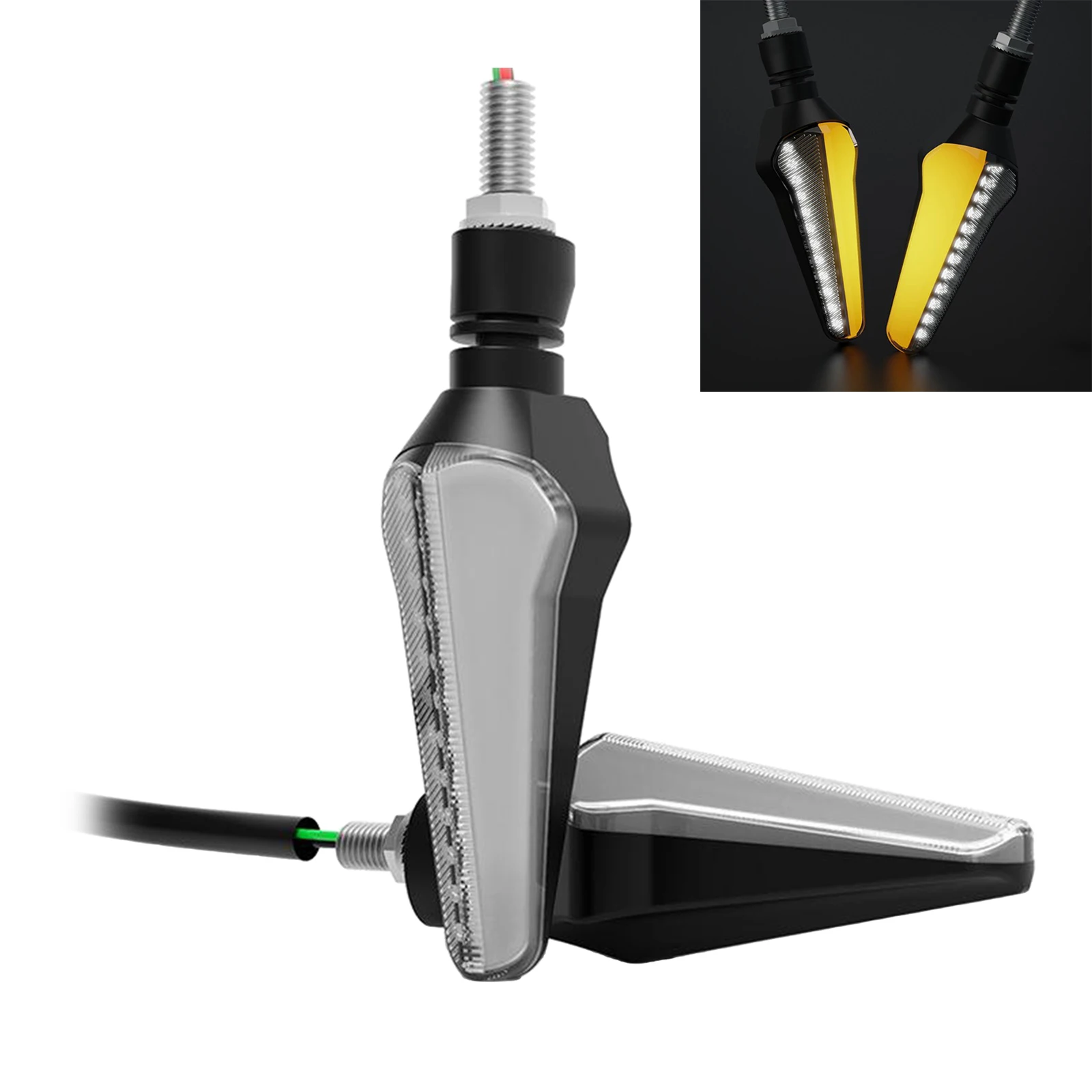 

2 Pieces Universal 12V led motorcycle turn signals Indicator Light flowing water blinker flashing indicator lamp, 20cm wire