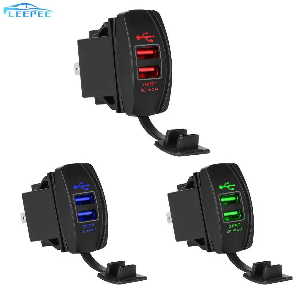 

Universal 5V 3.1A Car Charger LED Auto Adapter Dual USB Ports Dustproof Phone Charger Waterproof for Car RV Camper Caravans