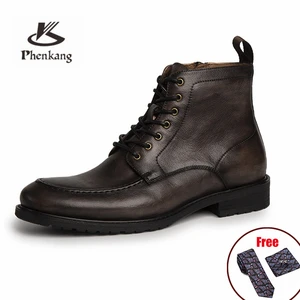 Стильные Мужские штаны, осень-зима прочные короткие челс сапоги для мужчин до лодыжки, на плоской подошве, в британском стиле ботинки с высоким берцем из натуральной кожи для женщин; Обувь в байкерском стиле