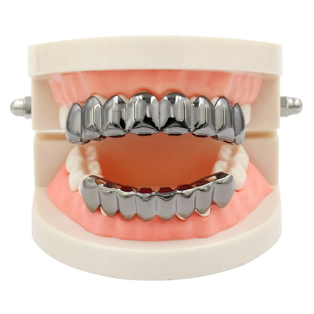 OH 8/8 Hip Hop Teeth Grillz Set Gold Silver Color Top &amp Bottom Body Jewelry Punk Cosplay Party Tooth Grills Gifts | Украшения и