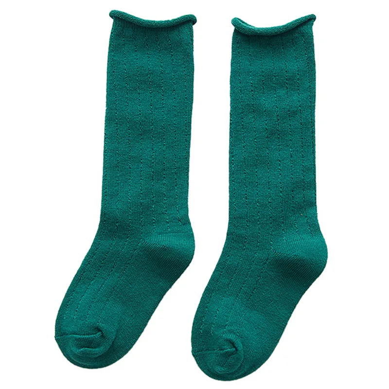 Длинные однотонные носки для детей от 0 до 10 лет хлопковые красивые детские
