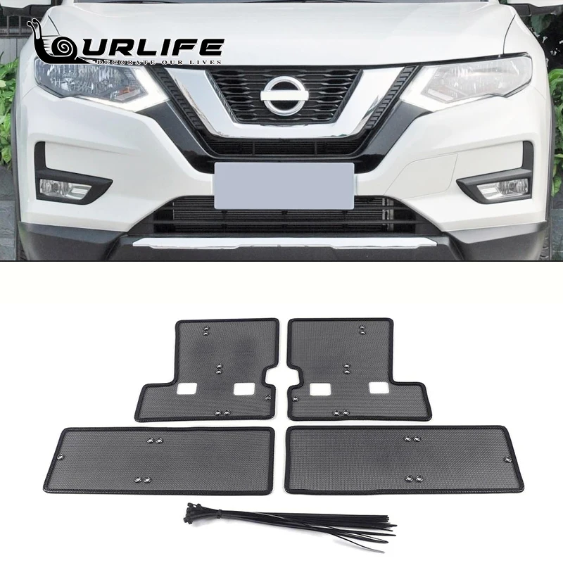 Car Grille For Nissan X-Trail X Trail T32 Rogue 2017 2018 2019 2020 2021 Insert Net Insect Screening Mesh Cover Accessories