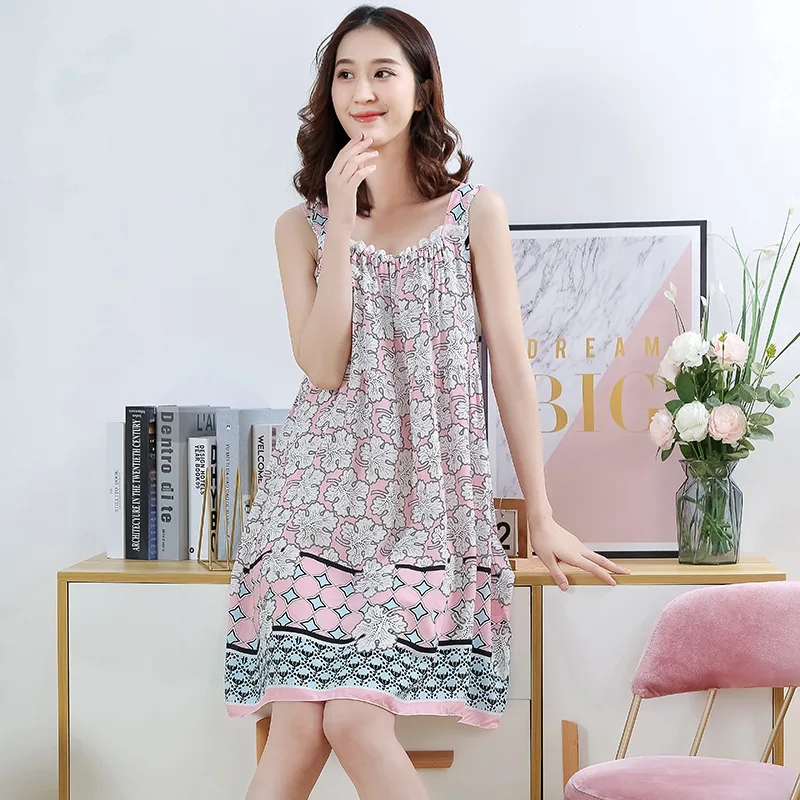 

Пикантная Женская хлопковая одежда для сна Sanderala с принтом, нижнее белье большого размера, Милая Ночная рубашка, мягкое тонкое женское нижне...