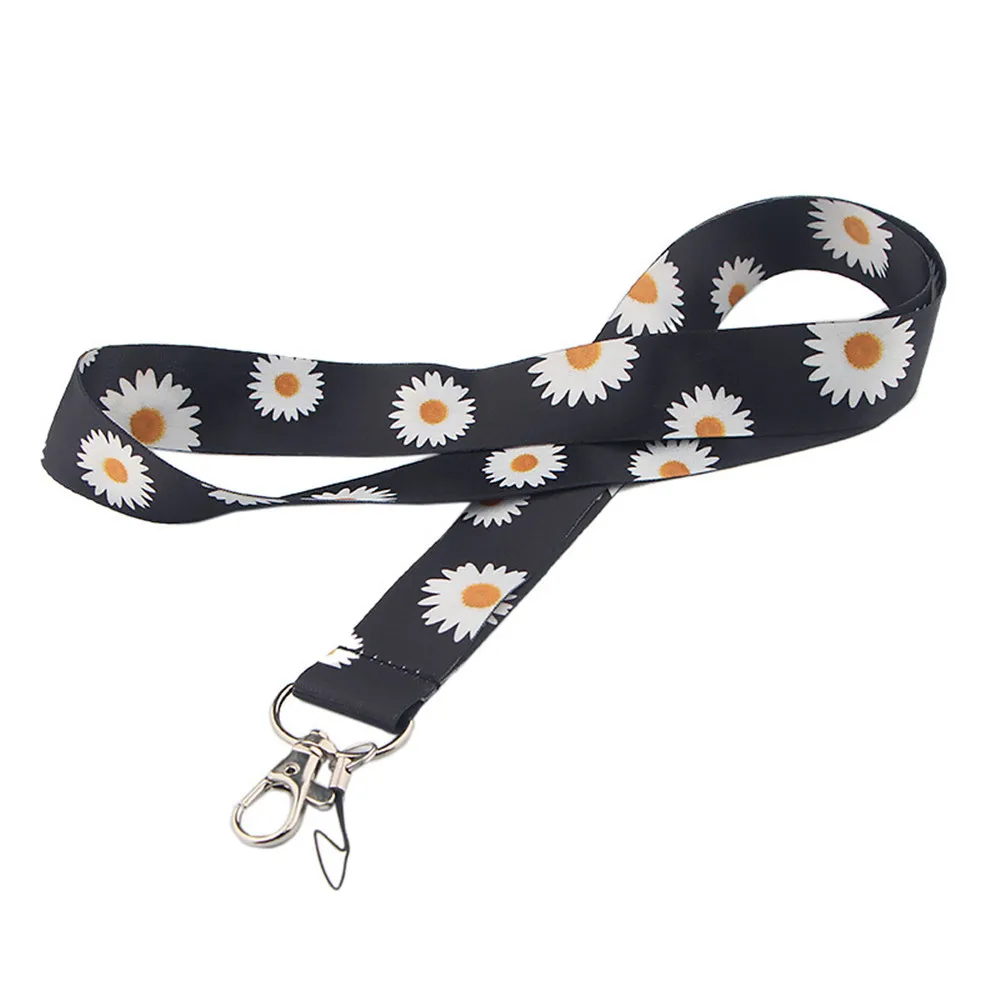 

1pc Daisy Flower Print Neck Strap Hang Rope for Keys ID Card Mobile Phone Straps Lanyard Badge Holder Office Accessories
