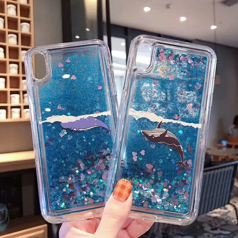 Милый чехол для телефона с фламинго единорогом Samsung Galaxy S9 Plus блестками и жидким