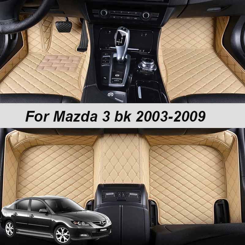 Alfombrillas de cuero a medida para coche Mazda 3 BK 2003, 2004, 2005, 2006, 2007, 2008, 2009, alfombras, almohadillas para los pies, accesorios