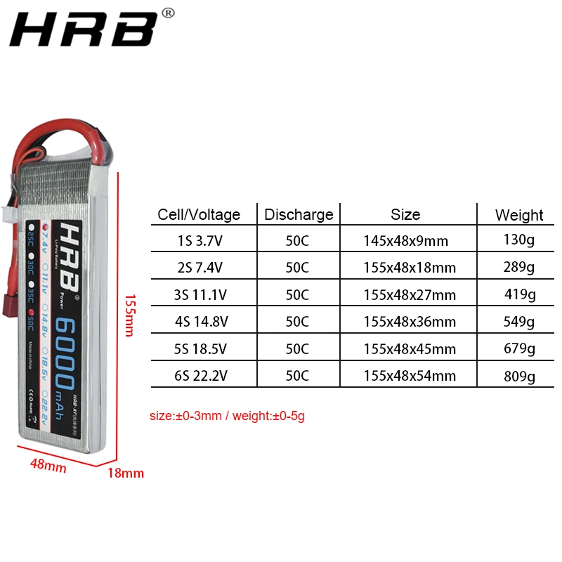 Аккумулятор HRB Lipo для вертолета 6000 мАч 50C 3S 2S 7 4 V 11 1 14 8 3 Deans T XT60 4S 6S 18 5 22 2 1S
