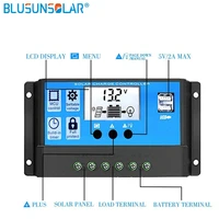 30a 12v 24v auto solar charge controller pwm controllers lcd dual usb 5v output solar panel pv regulator