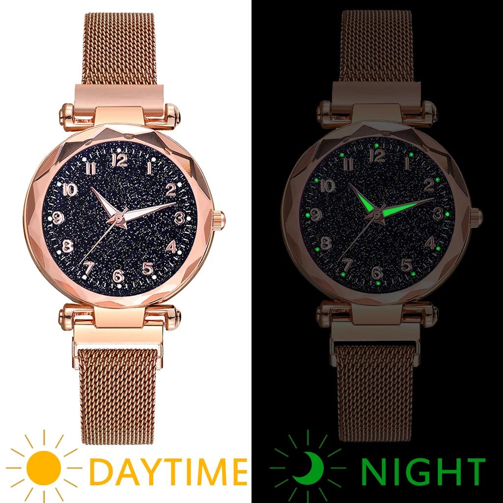 

Simple Starry Sky Digital Luminous Surface Quartz Wrist Watches for Women
