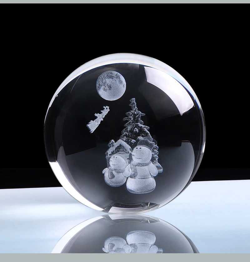 Горячая 60 мм 3D Хрустальный шарообразный стеклянный лазерный гравированный