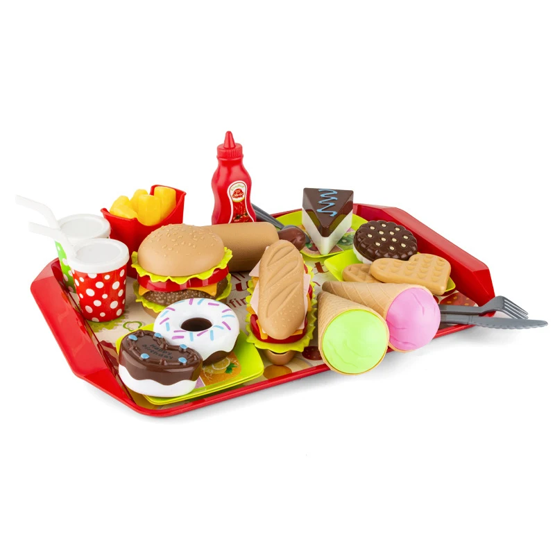 

Children Pretend Play Hamburger French Fries Toy Set Simulation Food Kitchen Toy Miniature Snack Burger Model For Kids Gifts