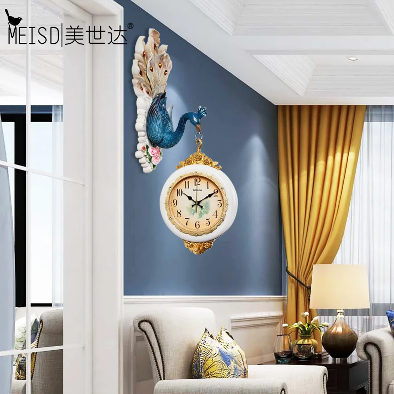 MEISD 2020 Качественные полимерные 3D Двухсторонние настенные часы кварцевые