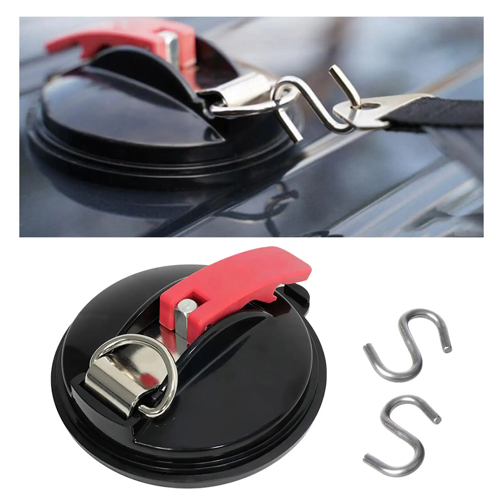 

Suction Cup Anchor Heavy Duty Tie Down Car Mount Luggage Tarps Tents with Securing Hook Universal for Car Truck