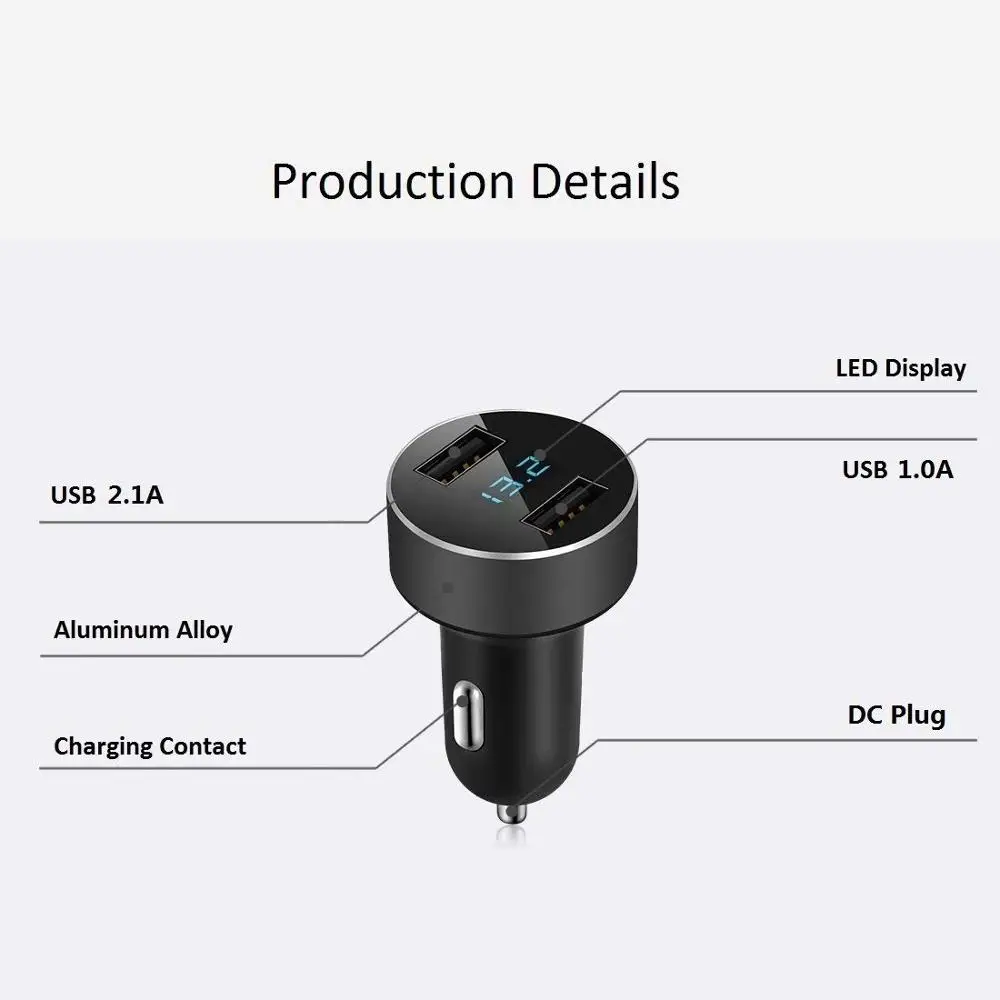 YiBeika автомобильное зарядное устройство с дисплеем Напряжение 3 1 А двойной USB
