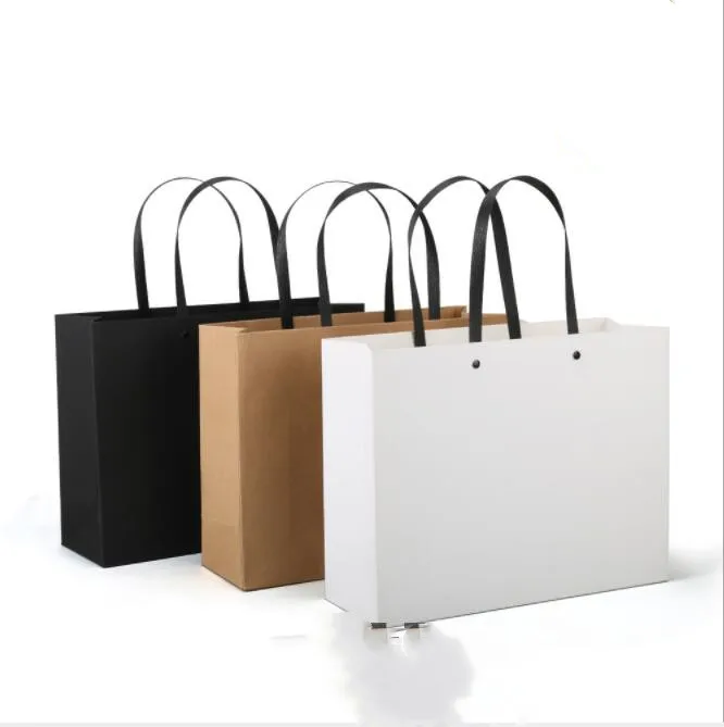 2 шт. высококачественный Подарочный пакет из крафт бумаги с ручкой белый черный