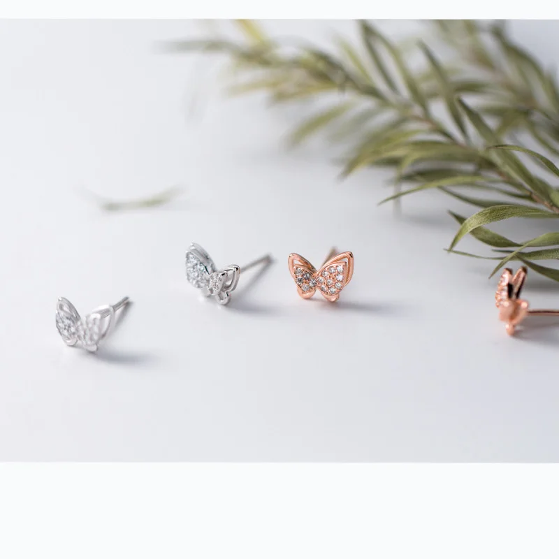 Trustdavis Настоящее серебро 925 пробы женская мода CZ бабочка серьги-гвоздики подарок