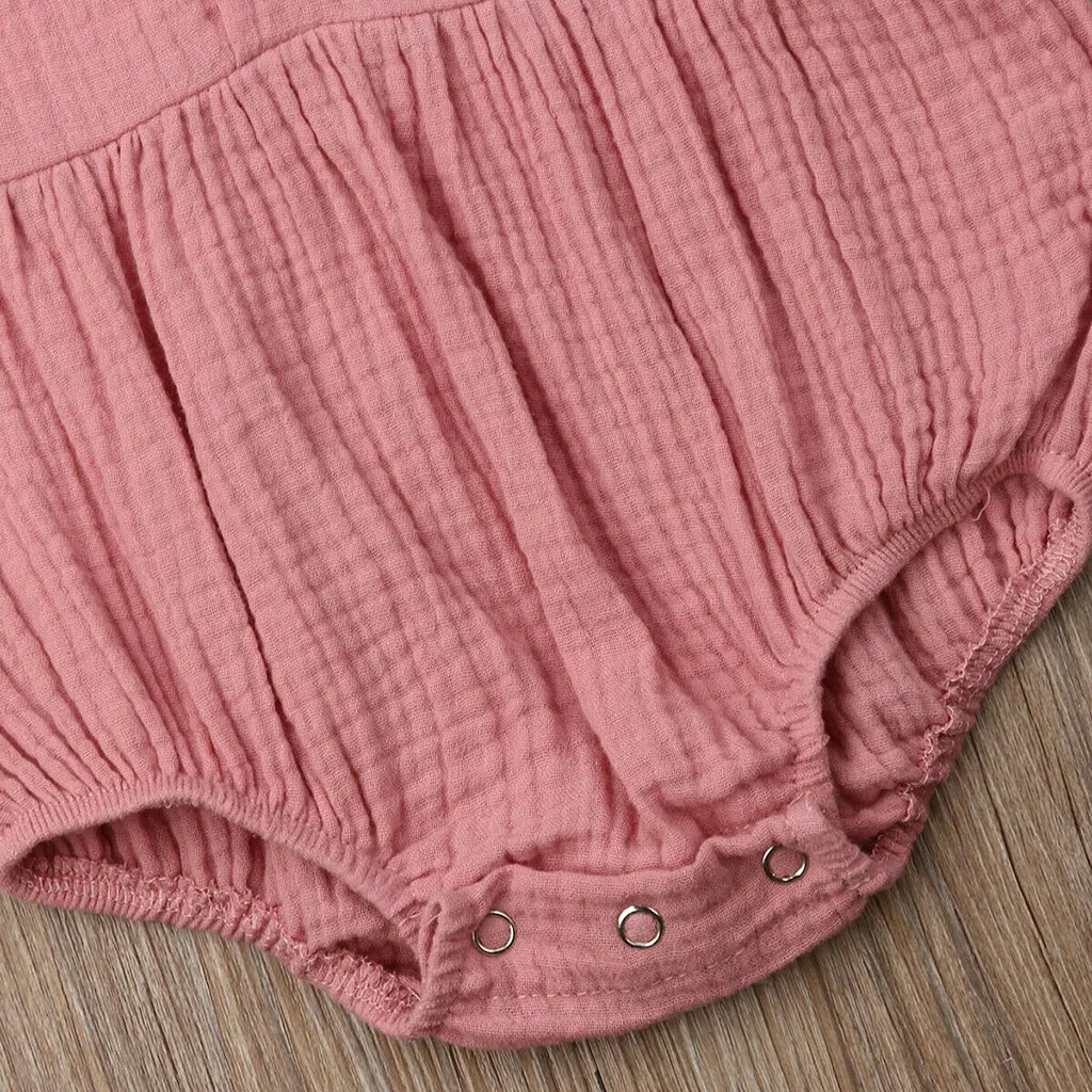 SAGACE Baby Rompers Cute Newborn Doll Collar Girl Solid Long Sleeve Ruched Tops For Infant Romper Clothes Boy | Детская одежда и