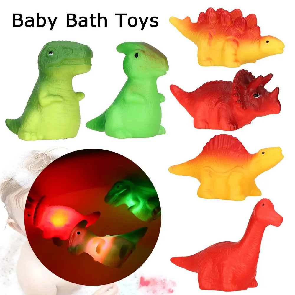 1 Pc Bath Floating Toy Floating Toys for Toddlers Flashing Color Changing Light in Water Baby Bathtub Rubber Dinosaurs Toys