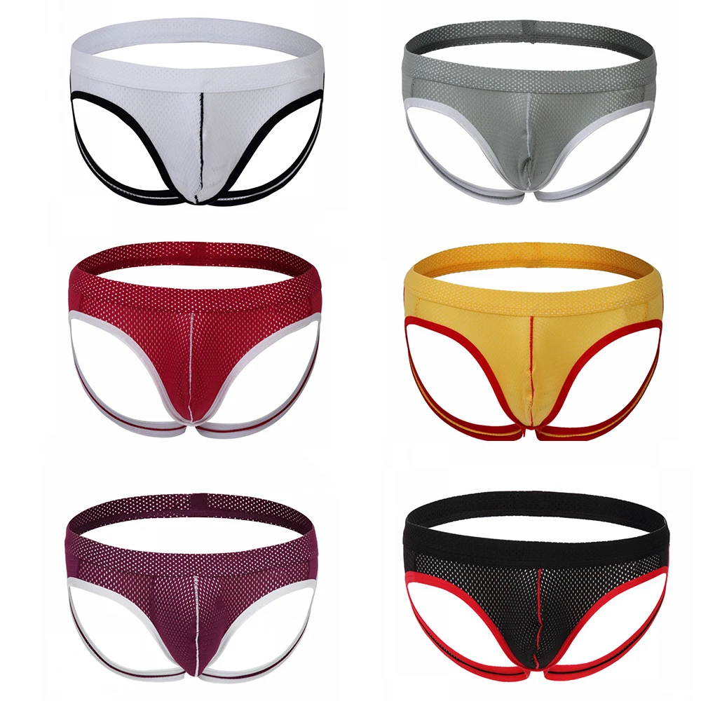 Сексуальное мужское нижнее белье трусы ягодицы полые стринги мужские Гей Нижнее