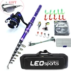 Новинка 2022, телескопическая рыболовная удочка 1,8-3 м с катушкой для спиннинга, набор из лески, 1 сумка, короткий жесткий портативный дорожный удилище для лодки и скалы