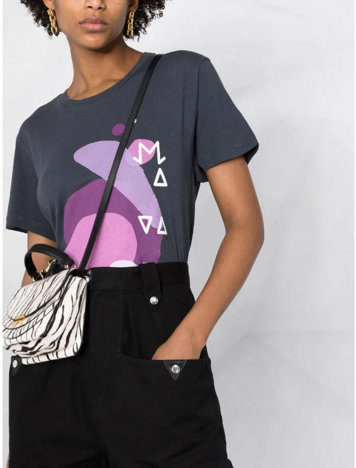 

French design sense minority fashion personality abstract letter printing loose round collar joker short sleeve T-shirt women