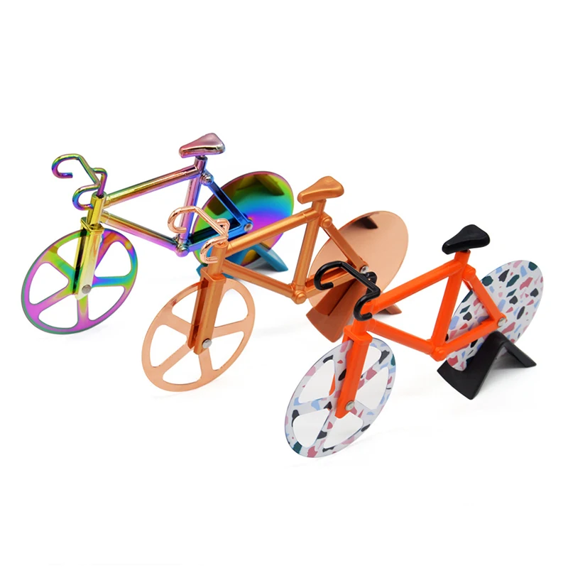 Bicycle Pizza Cutter Stainless Steel Single Wheel Cut Tools Cutting Wheels Display Stand A very Cool Gift for Christmas | Дом и сад