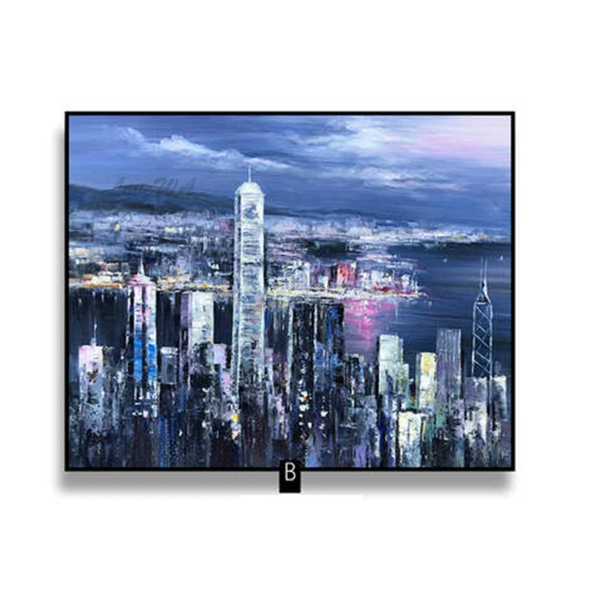 

100% Hand Painted Abstract Beautiful City Scenery Art Oil Painting Wall Canvas Art Paintings Landscape Art For Home Wall Decor
