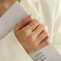 fashionable adjustable spring twist steel ball ring variety finger ring titanium steel plated 18k gold wedding jewelry gifts new