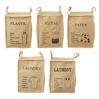 canvas jute storage bag laundry classification storage basket clothes quilt sorting bag sundries organizer with velcro