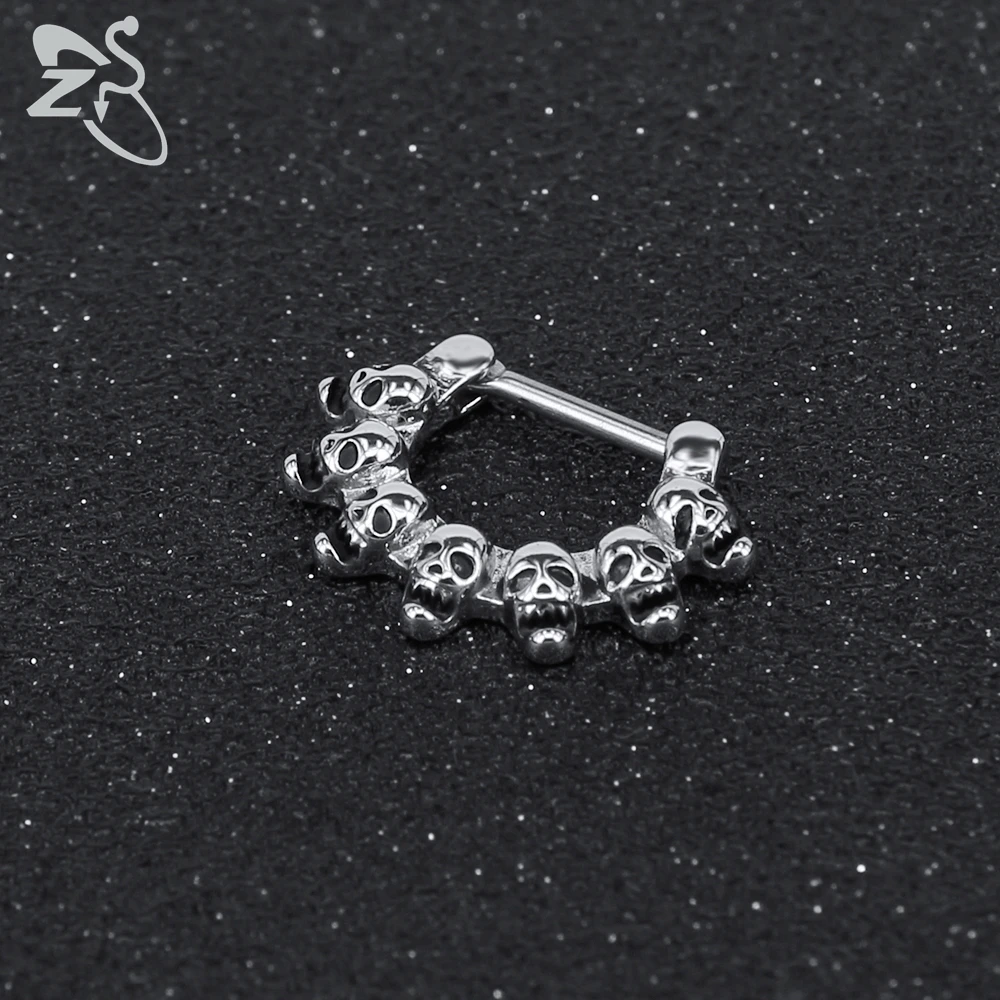 Кольцо для пирсинга ZS 1 шт. с фианитами |