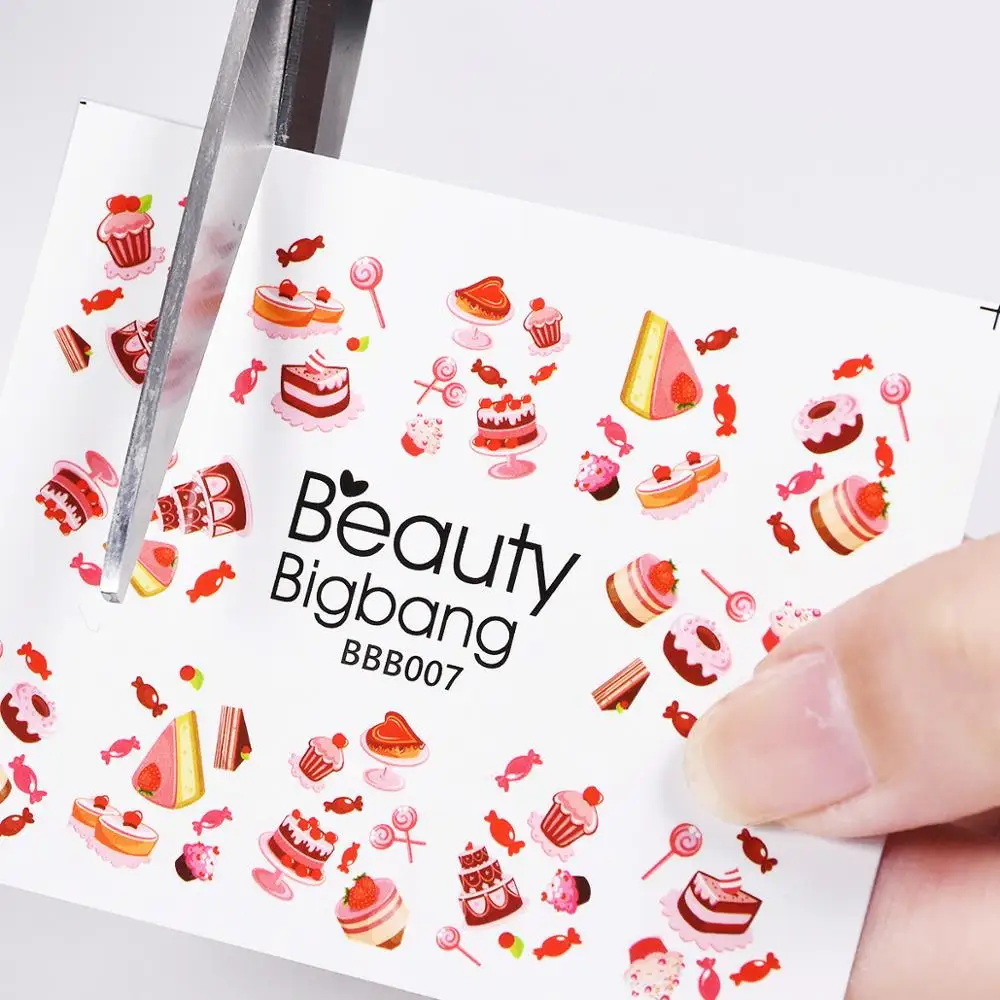 BeautyBigBang 1 лист Радужные облака изображения наклейки для ногтей милые животные дизайн маникюр Дизайн ногтей украшения Водные Наклейки BBB008