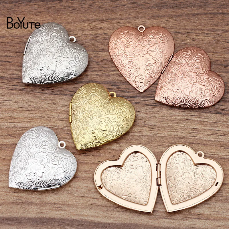 BoYuTe (5 шт./лот) 40*41*9 мм металлический медальон в форме сердца плавающий кулон с фото
