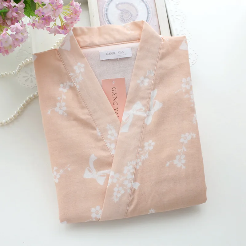 

Women's Cotton Japanese Kimono Traditional Pajamas Set Spring Summer Double Gauze Home Bath Sweat Steamed Clothes Yukata Roupa