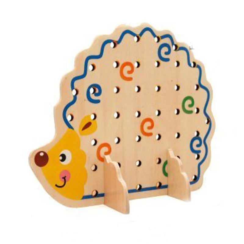 

Wooden Fruits Vegetables Lacing Stringing Beads Toys with Hedgehog Board Montessori Educational Toy for Kids Children Gift 82Pcs