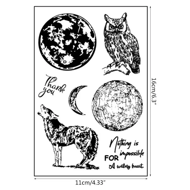 Сова волк силиконовый прозрачный чехол печать штамп DIY Скрапбукинг рельефная