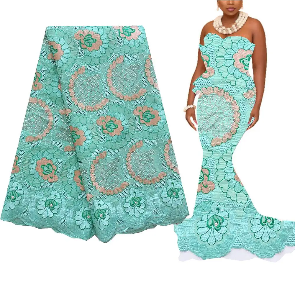 Зеленый последний швейцарский вуаль кружева в Швейцарии 2020 вышитые