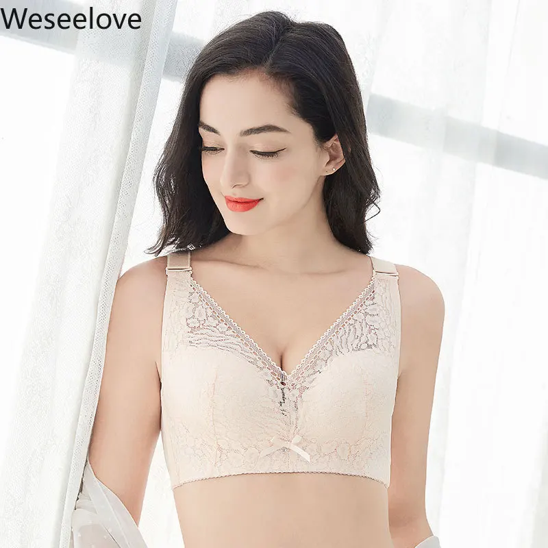 Weseelove Gathered Tall Beauty Back Plus Size Women Bra Push Up Lightweight Breathable Sexy Adjustable Soutien Gorge Femme X26-3