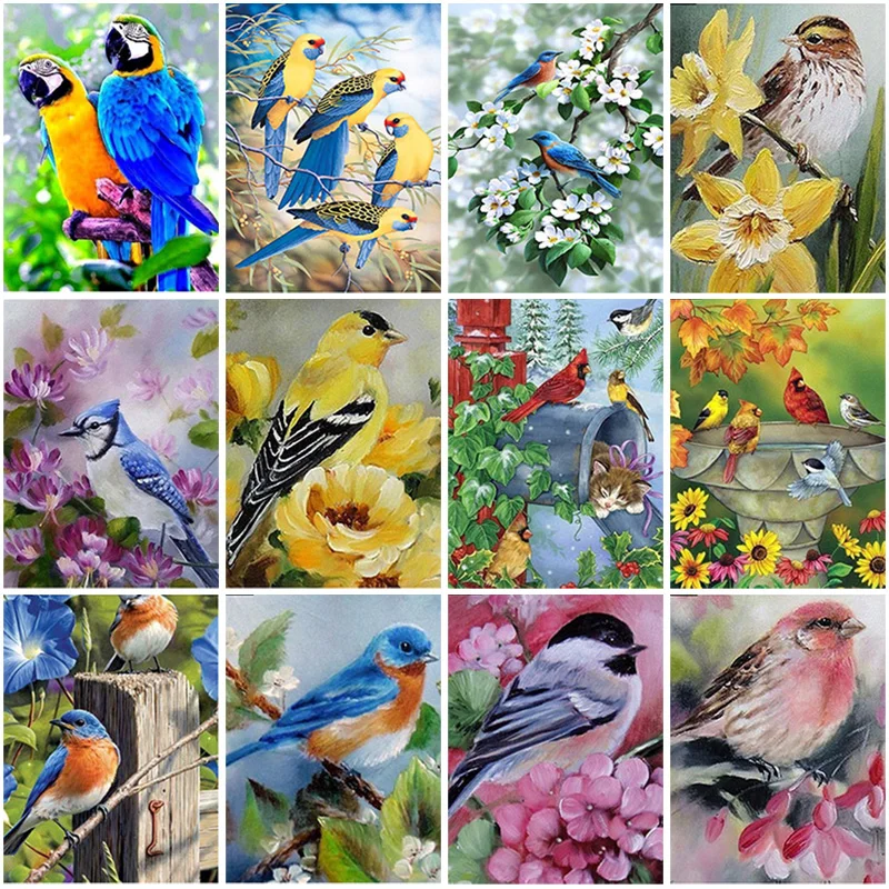 

Bird DIY 5D Diamond Painting Full Round Drill Rhinestone Flower Animal Diamond Embroidery Wall Art Cross Stitch Kits Home Decor