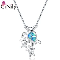 cinily silver plated jewelry pendant tortoise blue white fire opal women jewelry pendant od6335 36