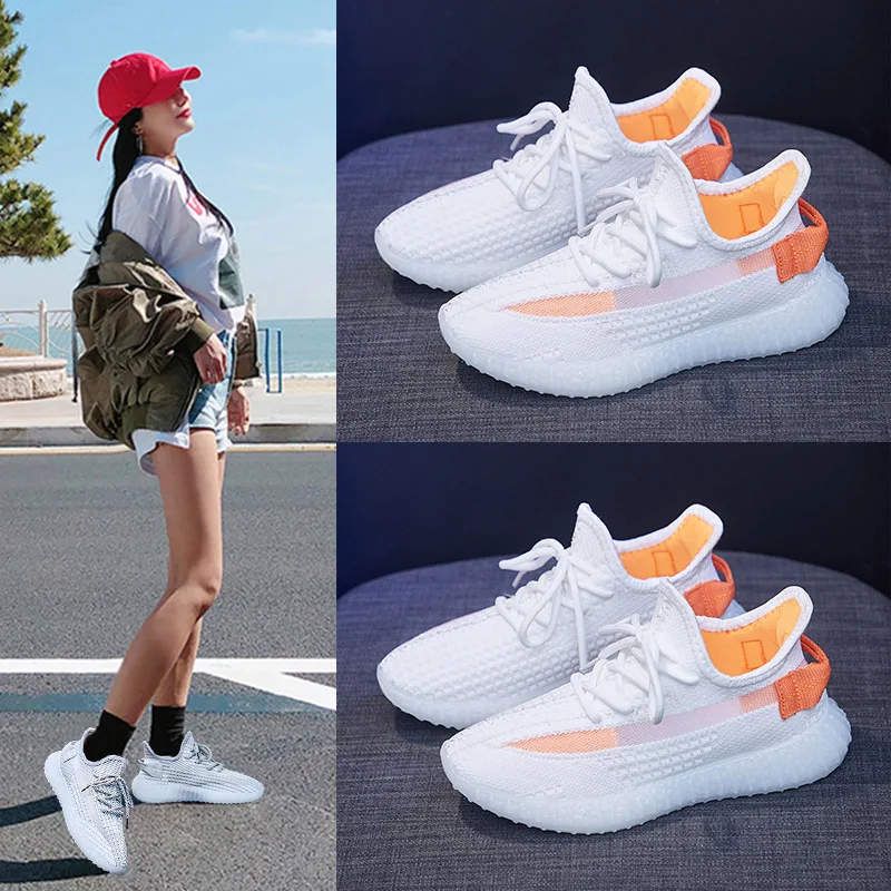 

Students Casual Shoes Sneakers Mesh Breathable Flying Women Shoes Lace Up Soft Bottom Sports Shoes Woman