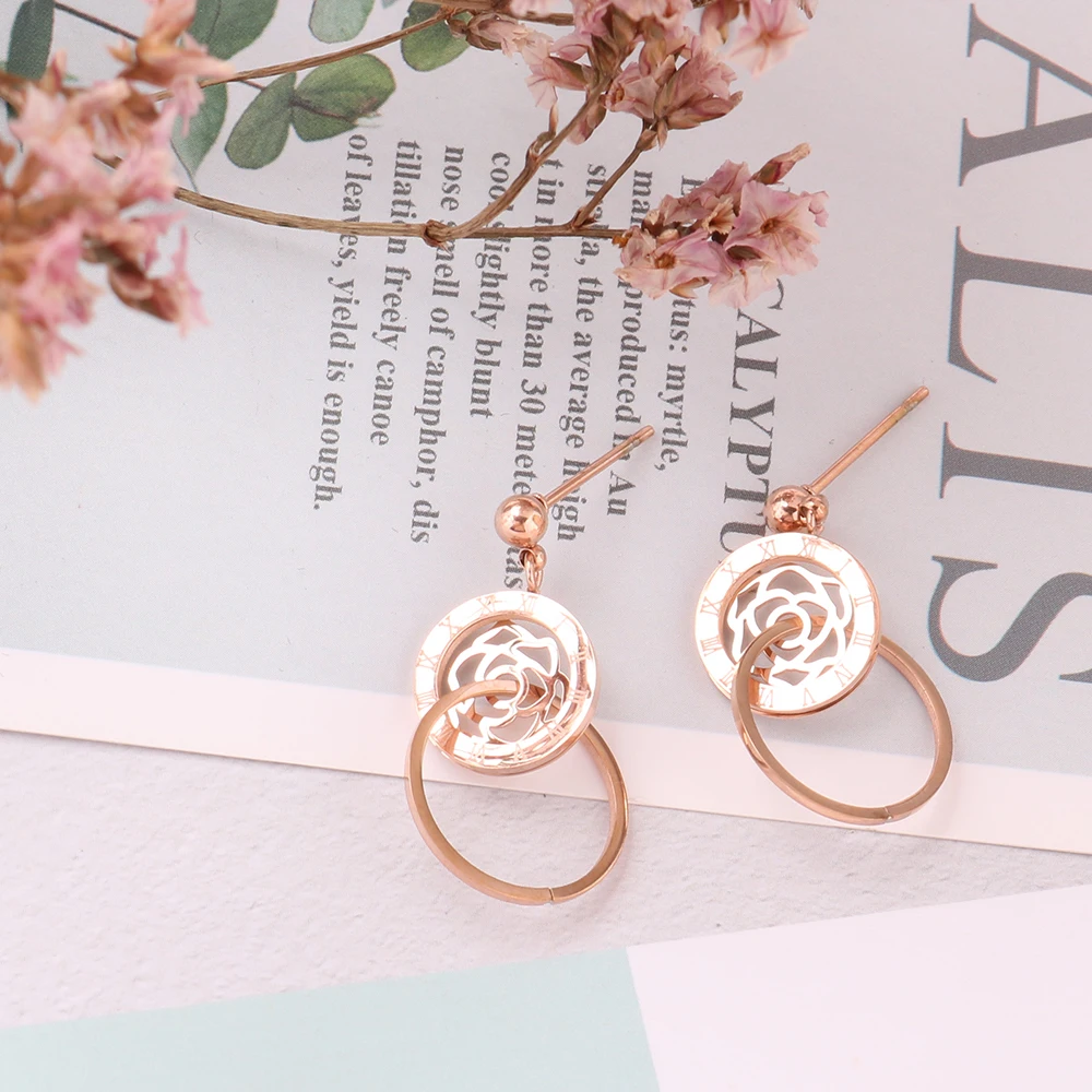 

2021 Wholesale Price Drop Shipping Women Drop Earrings Jewelry Fashion Korean Roman Numeral Ear Drops For Female Girls Gift