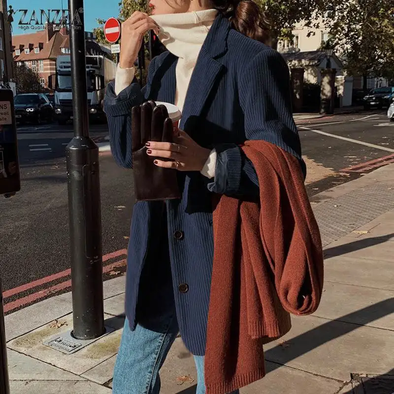

Casual Long Sleeve Solid Blazer ZANZEA Autumn Fashion Women Work OL Office Coats Outerwear Stylish Overcoats Oversized Blazers