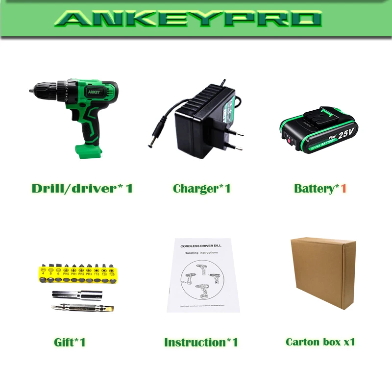 Box one battery 25 в плюс электрический молоток дрель Электроинструмент отвертка Беспроводная мини батарея сверлильный шуруповерт инструмент с функцией магнита - Цвет: Box one battery